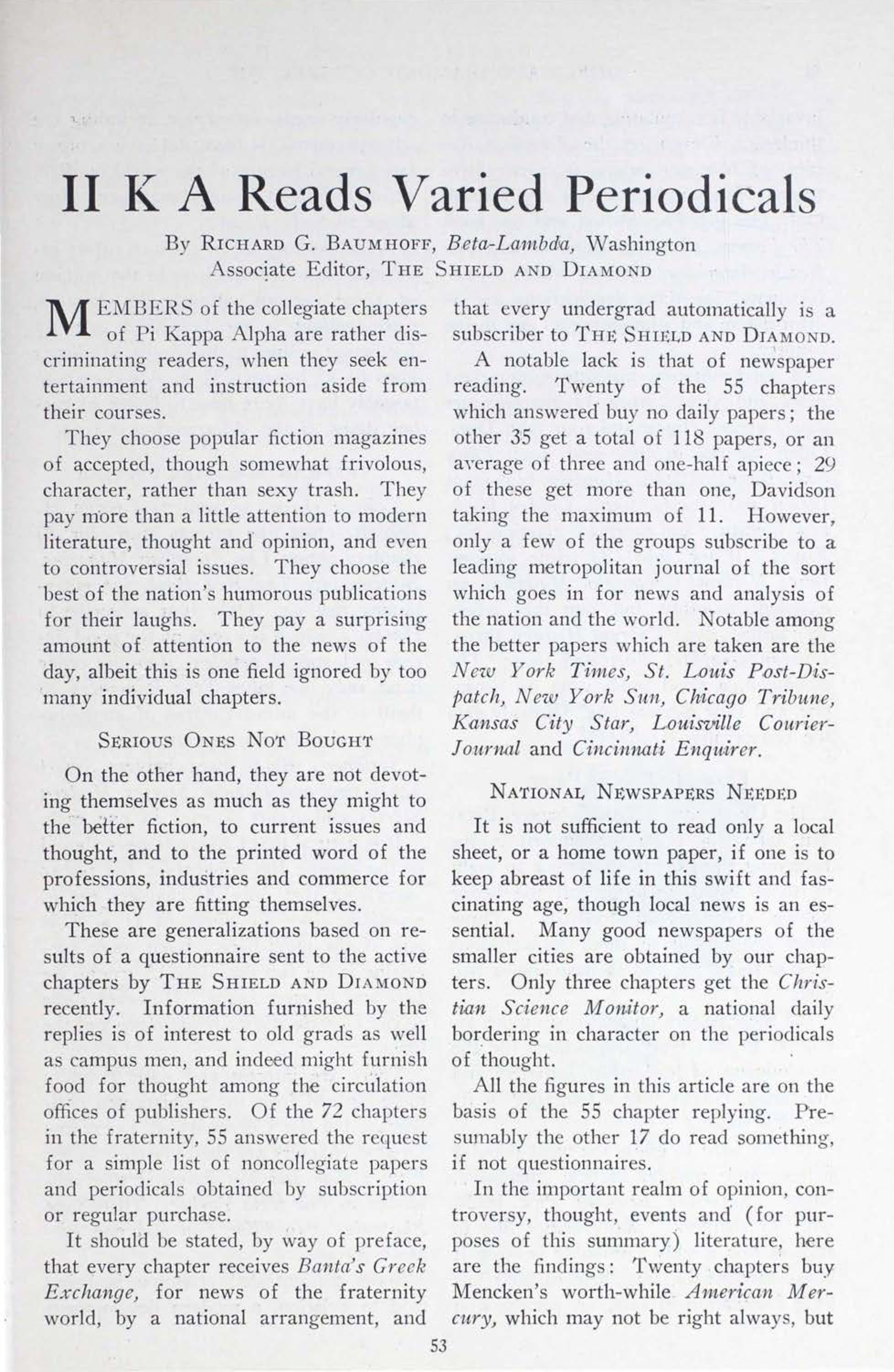 PiKA Reads Varied Periodicals